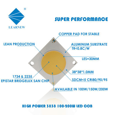 CRI tinggi 3000K 4000K 6500K 36V COB LED Chip Aluminium Tembaga Substrat