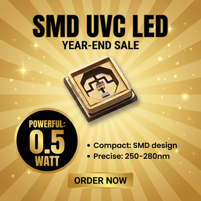 Chip UV LED dioptimalkan untuk memberikan cahaya ultraviolet yang digunakan dalam pencetakan pengerasan sterilisasi dan instrumen ilmiah