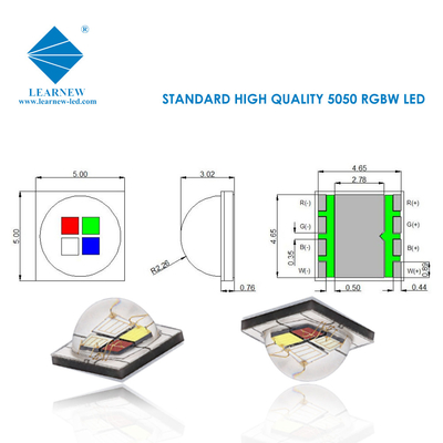 12W SMD5050 RGBW Chips 350mA 620-630nm 520-530nm 460-470nm 3000K Untuk lampu panggung