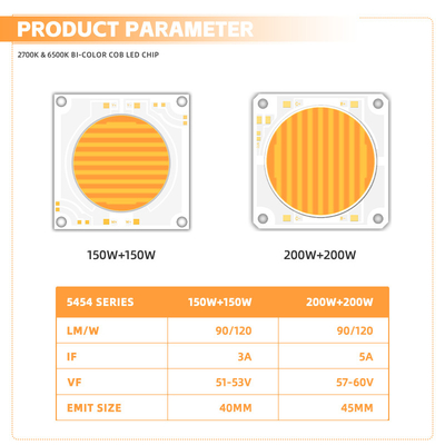 5454 Bi-Color 2700k 6500k Cct High Power 1500w 200w Cob Led Chip Module Untuk Lampu Fotografi