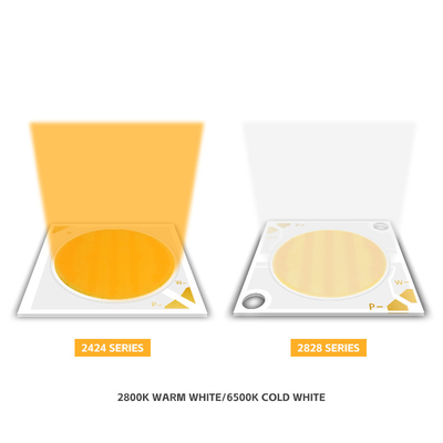 2424 Bicolor COB LED CCT 2700k sampai 6500k High CRI95 COB LED Chip Reflector Bentuk R21mm 40W+40W 100-110lm/w 1.1A 36-38V COB Lampu