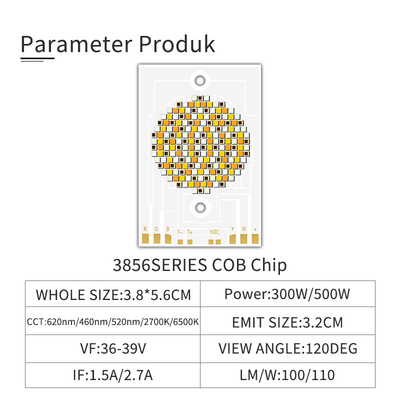 300W 500W COB 3856 Led Chip CCT Lima Warna 2700k- 6500k LED Disesuaikan 36-39V OEM / ODM COB untuk Fotografi Video Light