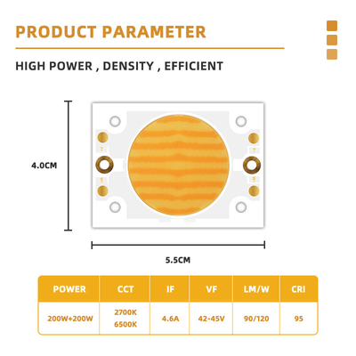 Chip LED COB Dua Warna 200W 4055 untuk Lampu Fotografi 2700K/6500K