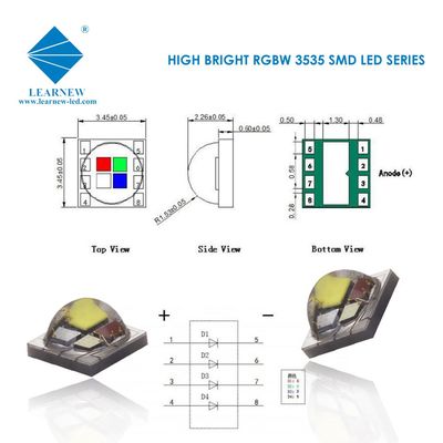 Chip LED 3535 Daya Tinggi dengan Garansi 2 Tahun Ukuran 3.5*3.5mm dan Arus 350mA untuk Pencahayaan Unggul