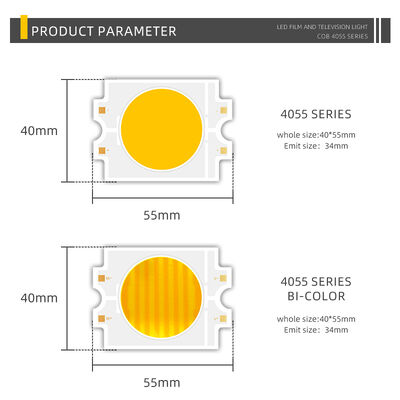 DIMMABLE 4055 COB LED CHIP BICOLOR Dua warna CCT CRI95 600W 2700-6500K 40000LM DOWNLIGHTS LAMPAR FOTOGRAPHIC COB CHIP