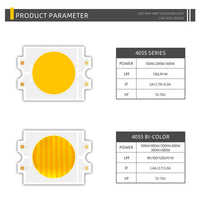 DIMMABLE 4055 COB LED CHIP BICOLOR Dua warna CCT CRI95 600W 2700-6500K 40000LM DOWNLIGHTS LAMPAR FOTOGRAPHIC COB CHIP