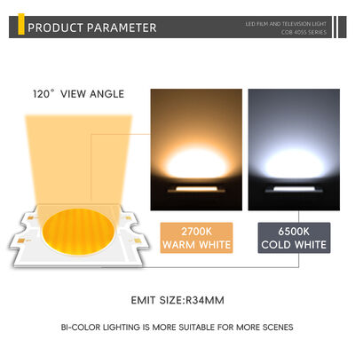 DIMMABLE 4055 COB LED CHIP BICOLOR Dua warna CCT CRI95 600W 2700-6500K 40000LM DOWNLIGHTS LAMPAR FOTOGRAPHIC COB CHIP