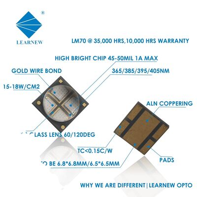 Manik Manik LED UV Baru UVA SMD6868 Chip LED R5.0MM 365nm 385nm 395nm 10W Pabrik Langsung untuk Printer 3D Pertumbuhan Tanaman Disinfeksi