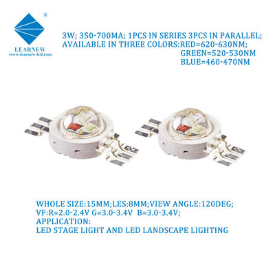 Pure Copper Leadframe 3w Rgb Led Array High Power Red Green Blue Led Chip untuk Led Downlight dan Track Lighting