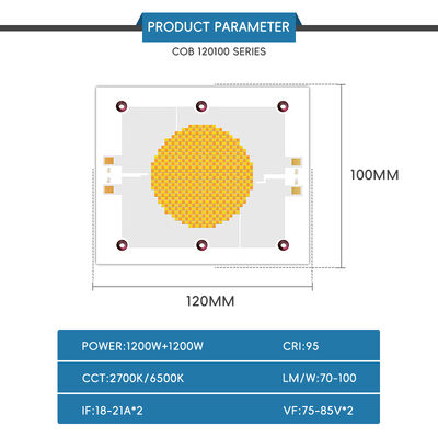 1200W 75-85V Ra95 2700K/6500K 18-21A*2 120x100mm High Power LED COB Chip untuk Lampu Fotografi Putih Panas Putih Dual Dimmable