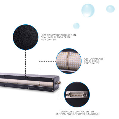 Umur Panjang AC220V 1200W Sistem UV LED Pengeringan 395nm Panjang 310mm Mesin Cetak 12w/cm2 0-12V Peredupan Offset Printer